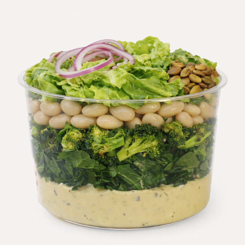 Charred Broccoli Cannellini Caesar Salad