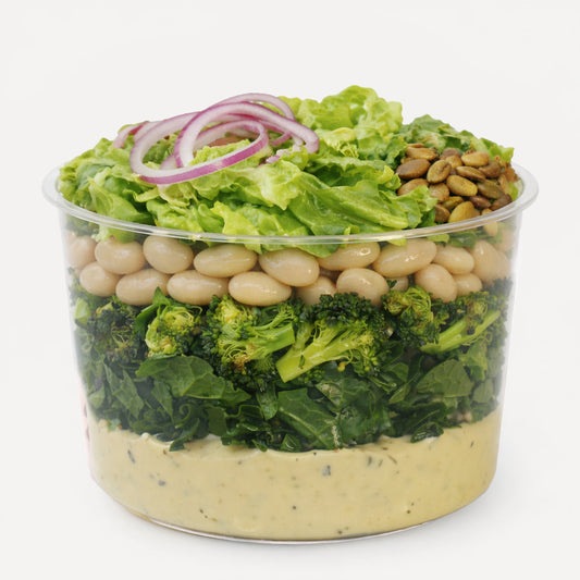 Charred Broccoli Cannellini Caesar Salad